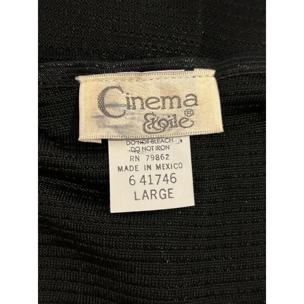 Vintage Cinema Etoile Cami Tank Sz L Black Gold Metallic Cowl Neck Mesh 90s Glam